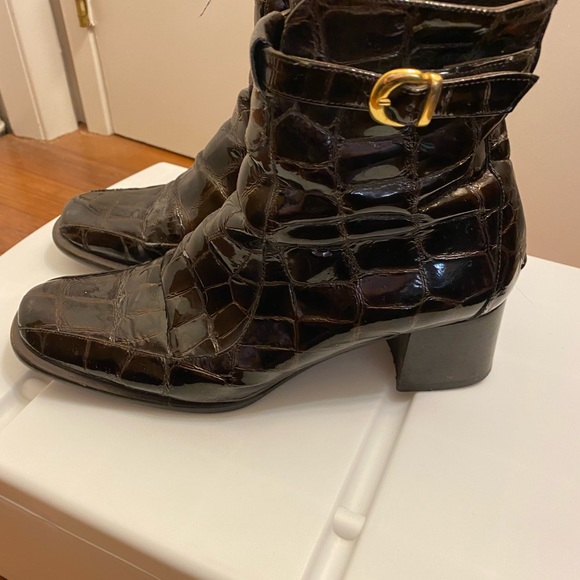 1990’s vintage patent brown leather bootie - Picture 3 of 13